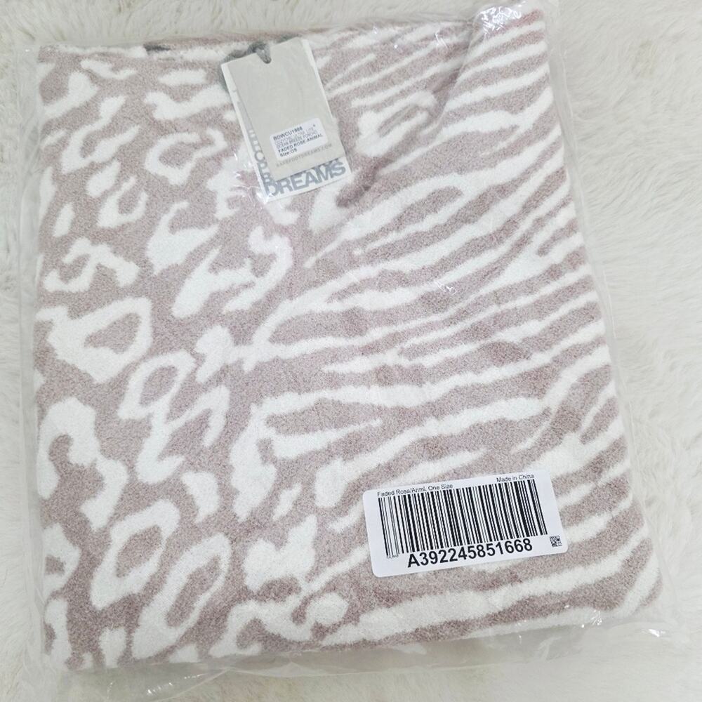 NEW Barefoot Dreams CozyChic Ultra Lite Faded Rose Pink Animal Poncho Wrap OS - Picture 6 of 10